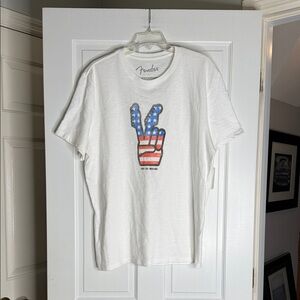 Fender by lucky brand large Cream Tee by Lucky Brand. Peace guitar